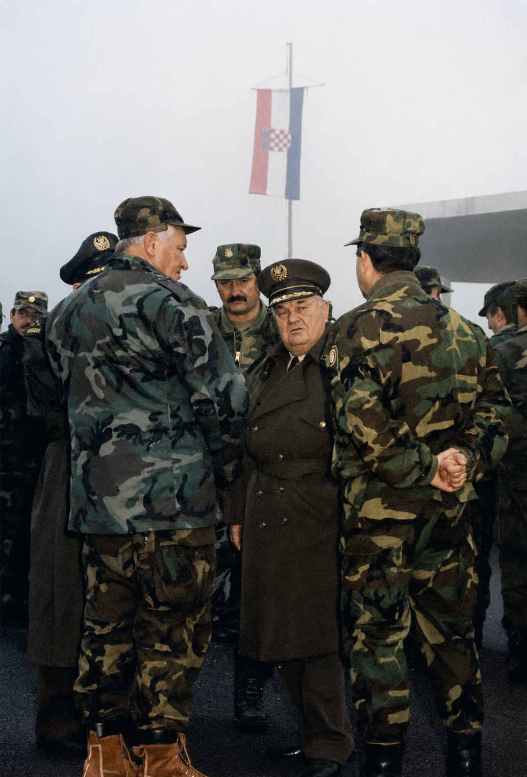 General zbora Janko Bobetko sa satnikom Vladom Dasovićem, zapovjednikom 3. Domobranske satnije “Brinjski sokolovi”, Delnice, listopad 1993. godina.