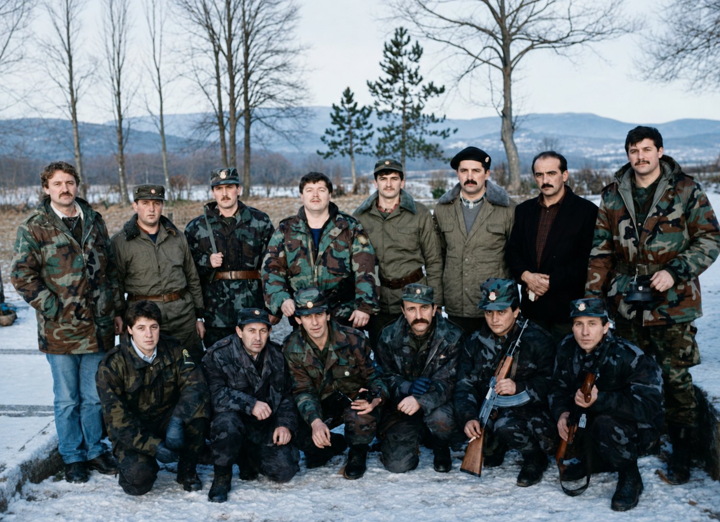 Križpolje. Pripadnici 2. satnije. Fotografija je nastala na dan sprovoda pokojnog Zlatka Mesića, (14. prosinca 1991. godine) koji je dva dana ranije smrtno stradao u Glibodolu